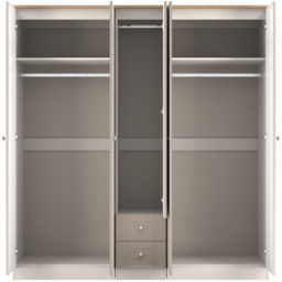 Crowndale Sussex 5 Door 2 Drawer Kashmir Ash and Bardolino Oak Tall Mirror Wardrobe Ready Assembled - Kashmir Ash & Bardolino Oak - Wilko - thumbnail 7