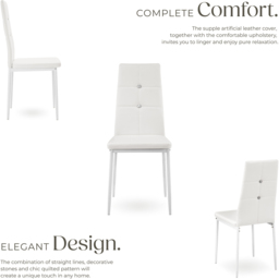 tectake Set of 8 White Rhinestone Highlight Dining Chairs - Wilko - thumbnail 6