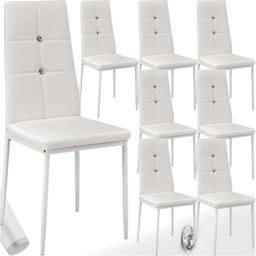 tectake Set of 8 White Rhinestone Highlight Dining Chairs - Wilko - thumbnail 3