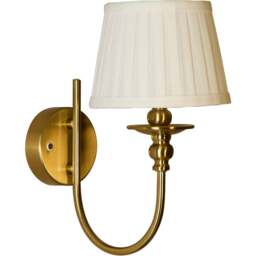 Lighting Collection Pleated Fabric Shade Gold Rechargeable LED Wall Lamp - Size: 27 x 18 x 26cm - Antique Brass - Wilko