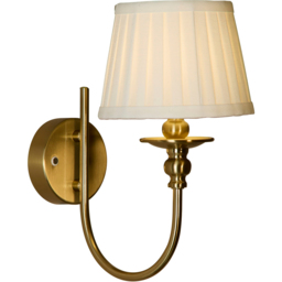Lighting Collection Pleated Fabric Shade Gold Rechargeable LED Wall Lamp - Size: 27 x 18 x 26cm - Antique Brass - Wilko - thumbnail 4