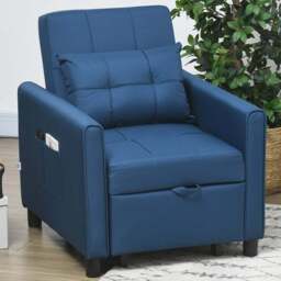 Portland Single Sleeper Blue Linen Touch Chair Bed - Wilko