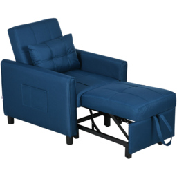 Portland Single Sleeper Blue Linen Touch Chair Bed - Wilko - thumbnail 3