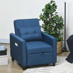 Portland Single Sleeper Blue Linen Touch Chair Bed - Wilko - thumbnail 5