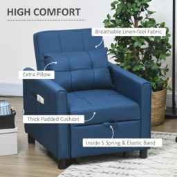 Portland Single Sleeper Blue Linen Touch Chair Bed - Wilko - thumbnail 6