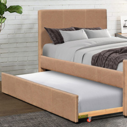 Brooklyn Single Brown Fabric Bed Frame With Trundle - Wilko - thumbnail 3