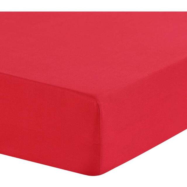 My Home Double Red Polycotton Fitted Sheet - Wilko - image 1