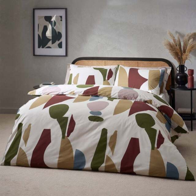 Hoem Meta Super King Size Multicolour Abstract Cotton Rich Duvet Cover Set - Wilko - image 1