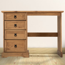 Seconique Corona 4 Drawer Distressed Waxed Pine Dressing Table - Size: 48 x 104 x 78cm - Brown - Wilko
