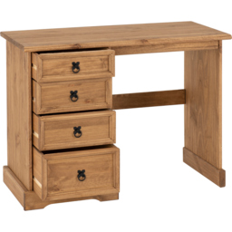 Seconique Corona 4 Drawer Distressed Waxed Pine Dressing Table - Size: 48 x 104 x 78cm - Brown - Wilko - thumbnail 7