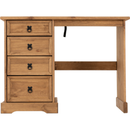 Seconique Corona 4 Drawer Distressed Waxed Pine Dressing Table - Size: 48 x 104 x 78cm - Brown - Wilko - thumbnail 4