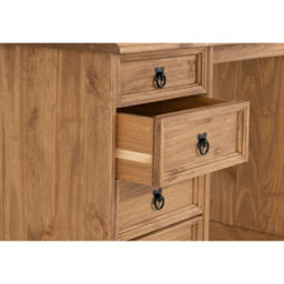 Seconique Corona 4 Drawer Distressed Waxed Pine Dressing Table - Size: 48 x 104 x 78cm - Brown - Wilko - thumbnail 6