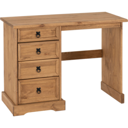 Seconique Corona 4 Drawer Distressed Waxed Pine Dressing Table - Size: 48 x 104 x 78cm - Brown - Wilko - thumbnail 3