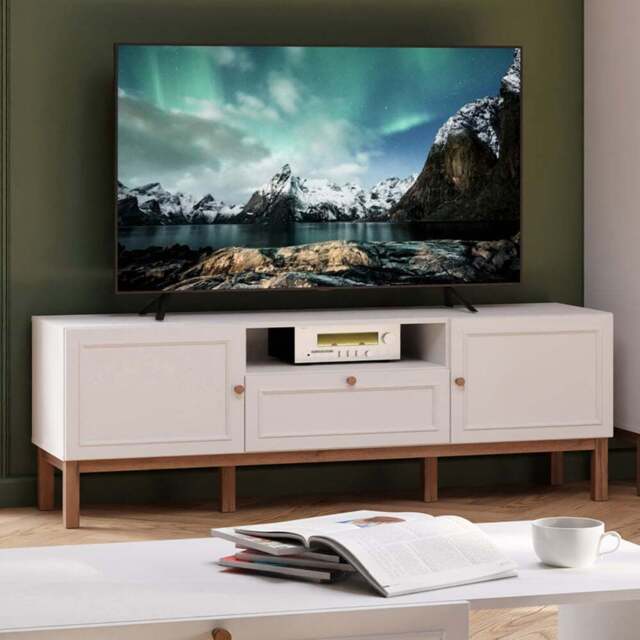 Florence Wensley 2 Door Single Drawer Single Shelf Light Grey and Oak TV Unit with LED Lighting - Size: 53.4 x 159.6 x 41.7cm - Multi - Furniture To G - image 1