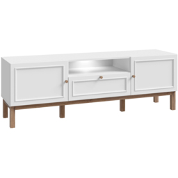 Florence Wensley 2 Door Single Drawer Single Shelf Light Grey and Oak TV Unit with LED Lighting - Size: 53.4 x 159.6 x 41.7cm - Multi - Furniture To G - thumbnail 3