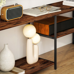 HOMCOM 8 Shelf Brown Industrial TV Unit - Size: 93 x 33 x 212cm - Wilko - thumbnail 5