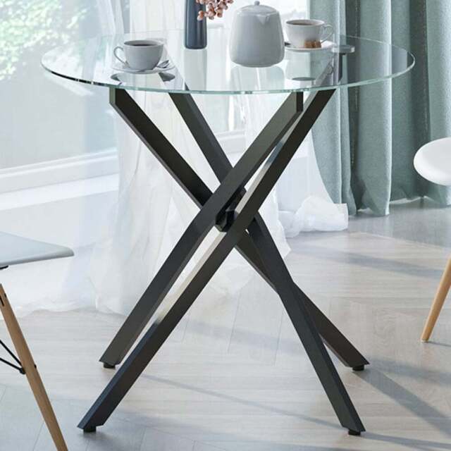 Portland Black Clear Tempered Glass Side Table - Size: 4 Seater - Wilko - image 1