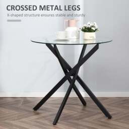 Portland Black Clear Tempered Glass Side Table - Size: 4 Seater - Wilko - thumbnail 7