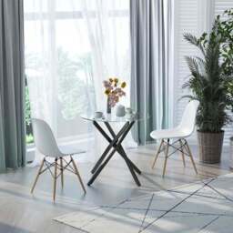 Portland Black Clear Tempered Glass Side Table - Size: 4 Seater - Wilko - thumbnail 6