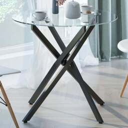 Portland Black Clear Tempered Glass Side Table - Size: 4 Seater - Wilko