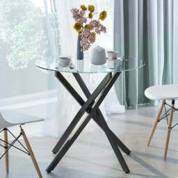 Portland Black Clear Tempered Glass Side Table - Size: 4 Seater - Wilko - thumbnail 5