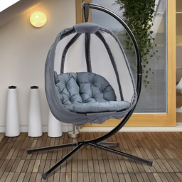 Outsunny Grey Hanging Egg Chair with Cushions - Size: 1 Seater - Wilko - thumbnail 1