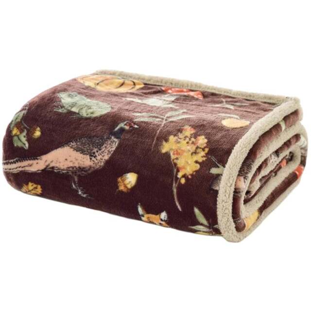 Deyongs Cocoa Autumn Animals Throw 130 x 170cm - Brown - Wilko - image 1