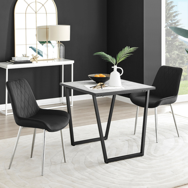 Furniturebox Copeland Cesano Marble Effect 2 Seater Dining Set White Black and Chrome - Wilko - image 1