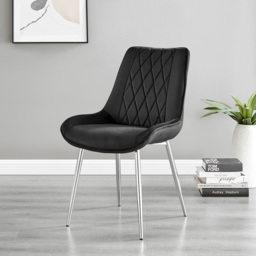 Furniturebox Copeland Cesano Marble Effect 2 Seater Dining Set White Black and Chrome - Wilko - thumbnail 4