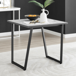 Furniturebox Copeland Cesano Marble Effect 2 Seater Dining Set White Black and Chrome - Wilko - thumbnail 3