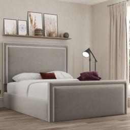 DS Living Verona Small Double Plush Pebble Piping Ottoman Bed - Grey - Wilko - thumbnail 1