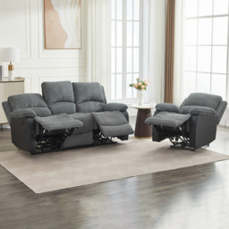 Furniture One 4 Seater Grey Sectional Corduroy Electric Recliner Sofa Chair Set - Wilko - thumbnail 6