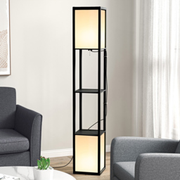 Portland 2 Shelf Black Floor Lamp with Dual Ambient Light - Size: 26 x 26 x 156cm - Wilko - thumbnail 3