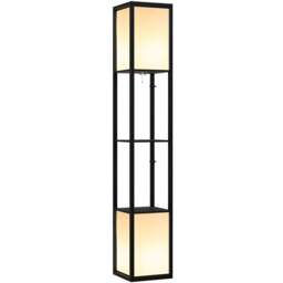Portland 2 Shelf Black Floor Lamp with Dual Ambient Light - Size: 26 x 26 x 156cm - Wilko - thumbnail 1