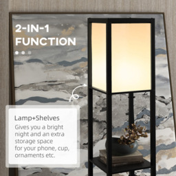 Portland 2 Shelf Black Floor Lamp with Dual Ambient Light - Size: 26 x 26 x 156cm - Wilko - thumbnail 6