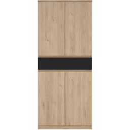 Florence 4 Door Single Drawer Jackson Hickory Oak and Black Shoe Cabinet - Size: 40 x 80.4 x 191.7cm - Furniture to Go - Wilko - thumbnail 4