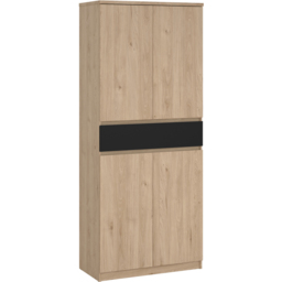 Florence 4 Door Single Drawer Jackson Hickory Oak and Black Shoe Cabinet - Size: 40 x 80.4 x 191.7cm - Furniture to Go - Wilko - thumbnail 3