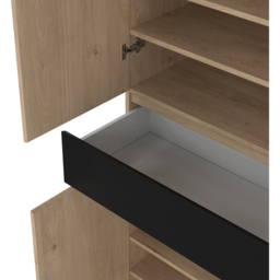 Florence 4 Door Single Drawer Jackson Hickory Oak and Black Shoe Cabinet - Size: 40 x 80.4 x 191.7cm - Furniture to Go - Wilko - thumbnail 6