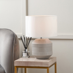 Pacific Lifestyle Meribel Grey Geo Textured Ceramic Table Lamp - Wilko - thumbnail 3