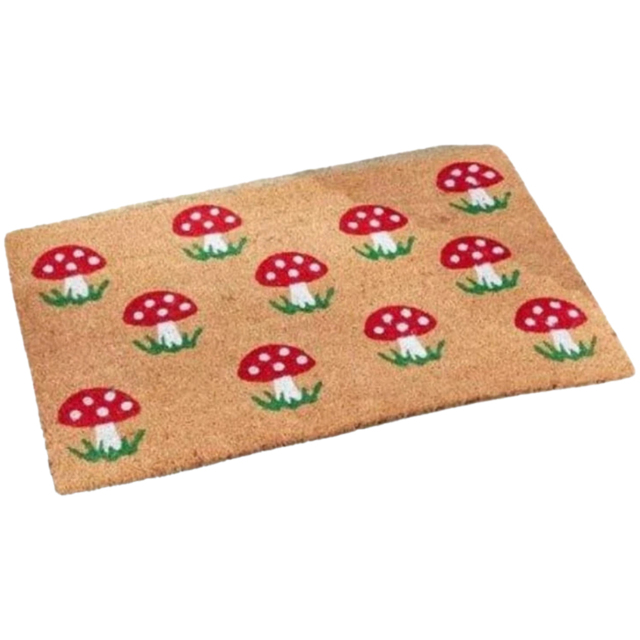 Garden Mile Toadstool Non Slip Door Mat - Size: 75 x 45 x 1.5cm - Brown - Wilko - image 1