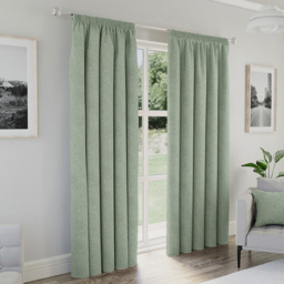 Enhanced Living Dallas Green Thermal Blackout Pencil Pleat Curtains 117 x 183cm - Size: W 117 x D 183cm - Wilko