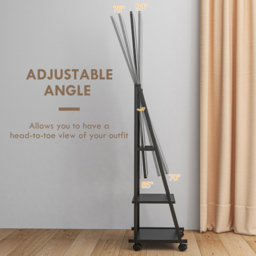 Portland 2 Shelf Standing Full Length Mirror 155 x 42cm - Black - Wilko - thumbnail 5