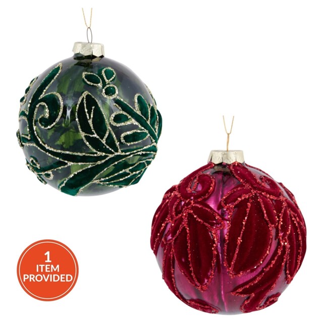 Traditional Velvet Detail Bauble - Sleigh Bells Ring - Wilko - image 1