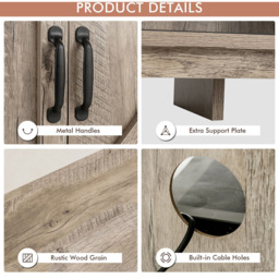 Costway Sliding Door Farmhouse Grey TV Unit - Size: 150 x 40 x 74cm - Wilko - thumbnail 6