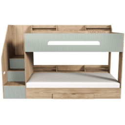 Flair Finn Oak and Green Staircase Bunk Bed with Storage - Size: Single - Wilko - thumbnail 4