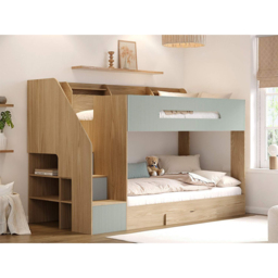 Flair Finn Oak and Green Staircase Bunk Bed with Storage - Size: Single - Wilko - thumbnail 7