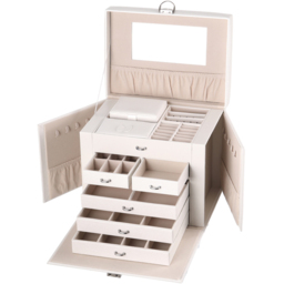 H&O Direct White Multi Tier Jewellery Box with Handle - Size: 23 x 26.5 x 19.8cm - Wilko - thumbnail 4
