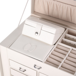 H&O Direct White Multi Tier Jewellery Box with Handle - Size: 23 x 26.5 x 19.8cm - Wilko - thumbnail 6