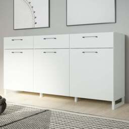 Florence Sali 3 Door 3 Drawer Light Grey Sideboard - Size: 93.4 x 164.6 x 41.1cm - Furniture To Go - Wilko - thumbnail 1