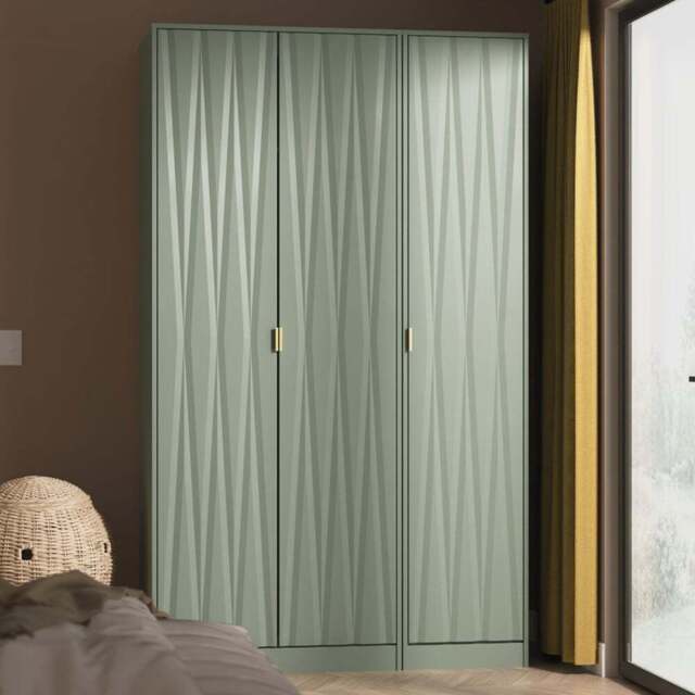 Crowndale Diamond 3 Door Reed Green Tall Wardrobe Ready Assembled - Wilko - image 1